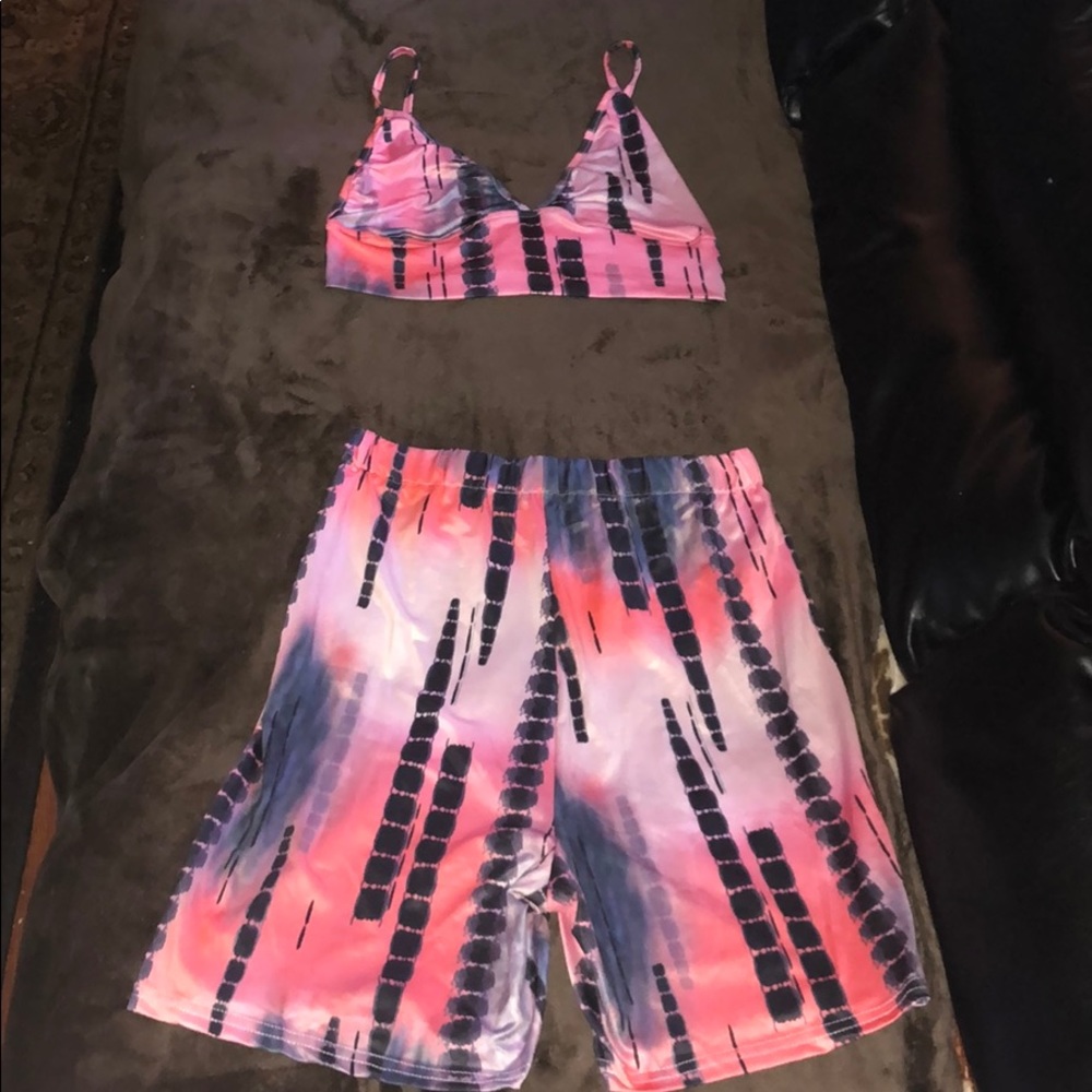 Size small crop top and high waist shorts